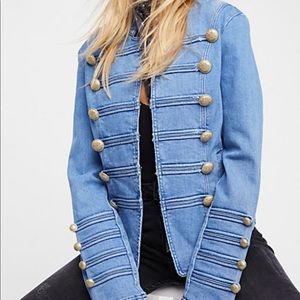 Free People Military Denim Jacket